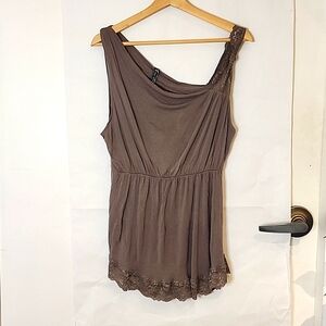 Free‎ People Taupe Tunic Top with Lace size XL